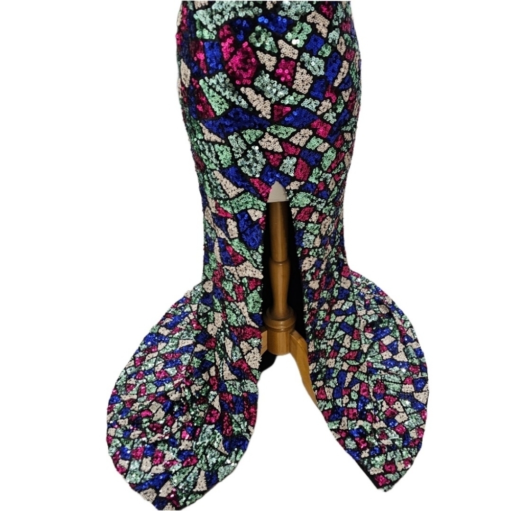 **SOLD** Missord Sexy V-Cut Strapless Sequin Mermaid Dress With High Split - Picture 7 of 13